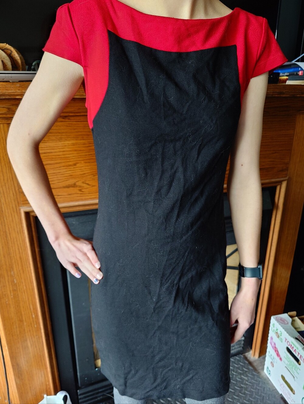 Vivienne Tam Black Sheath Dress with Red Yoke